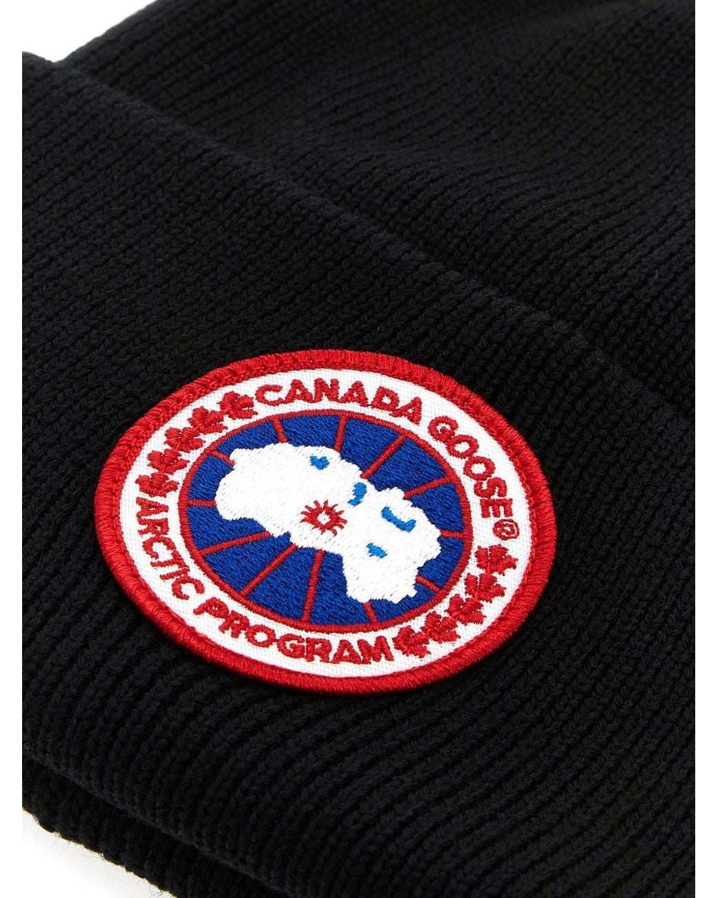 Canada Goose Black Logo Wool Beanie for men