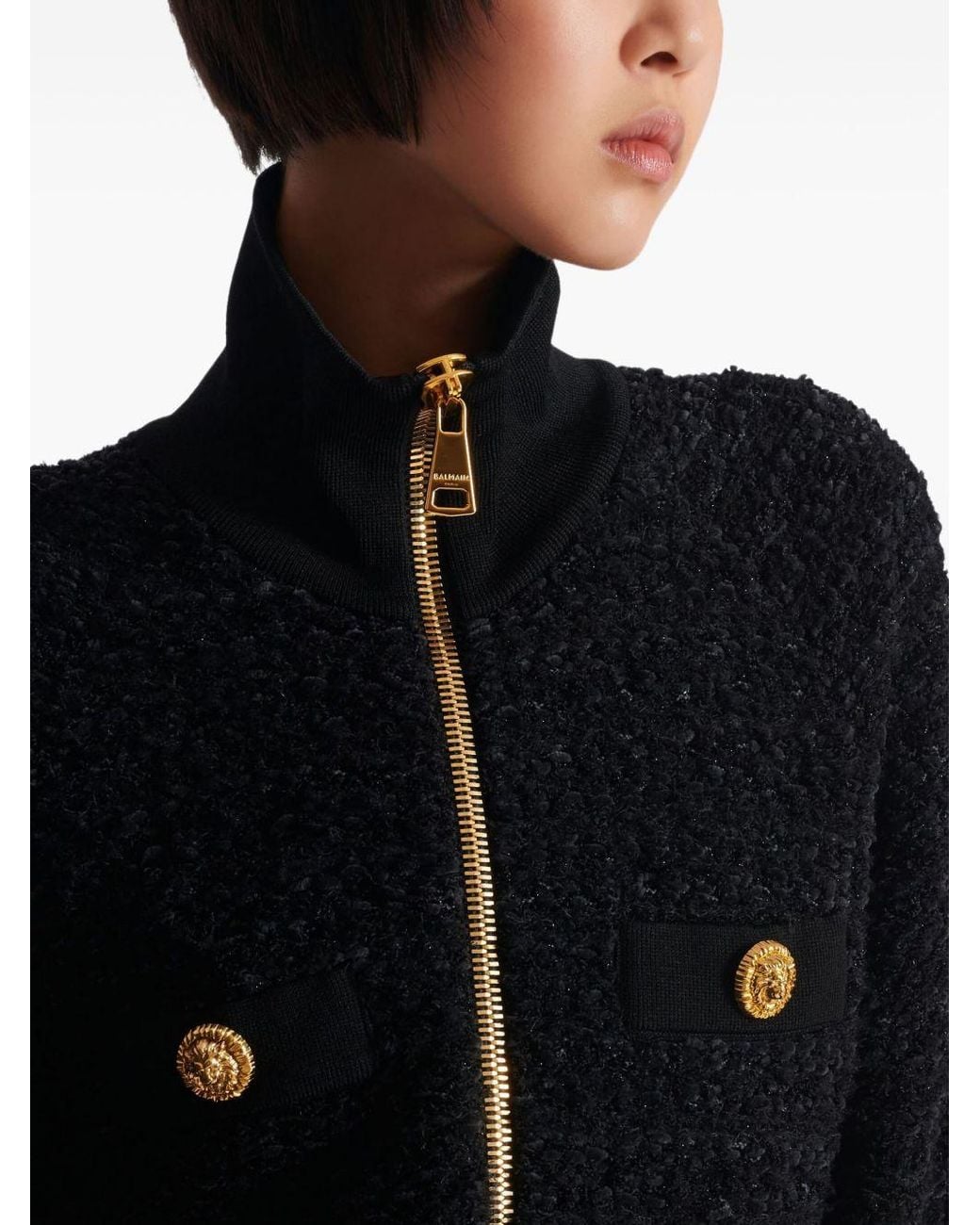 Balmain Blue Zipper Bomber Jacket