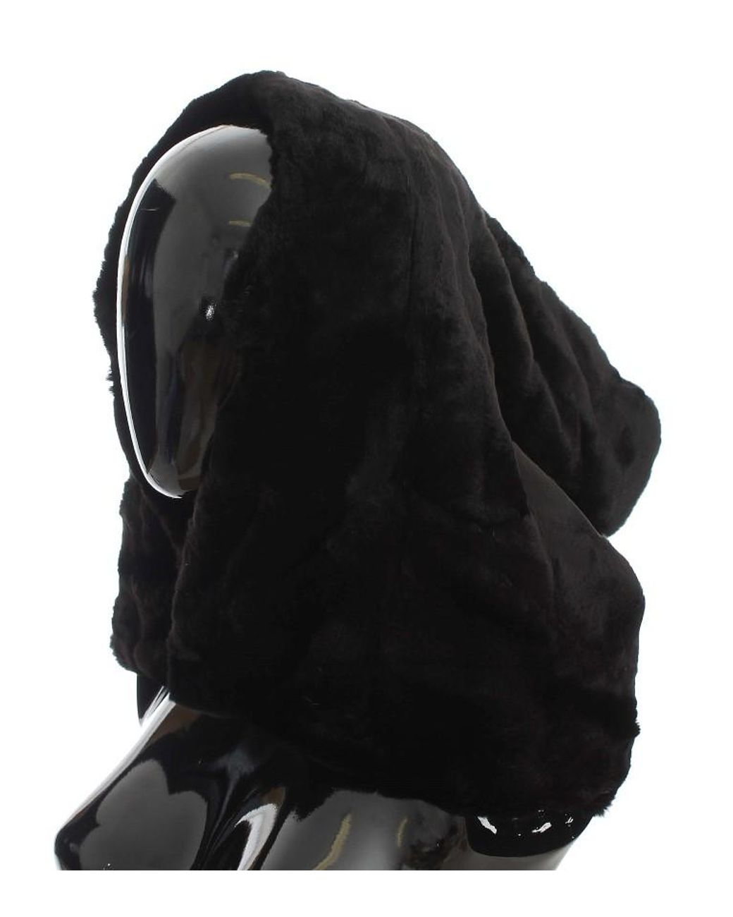 Dolce & Gabbana Black Weasel Fur Crochet Hood Scarf Hat