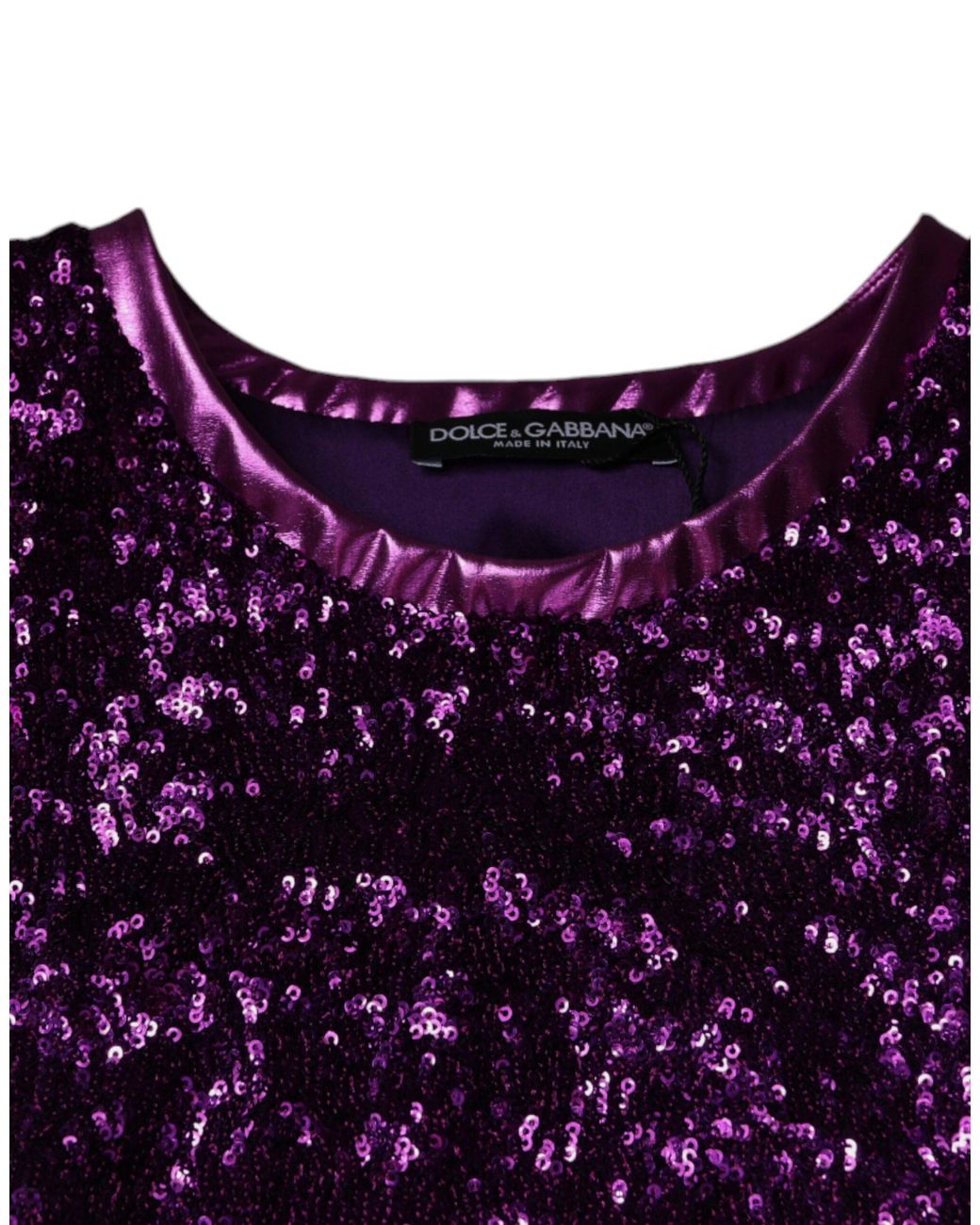 Dolce & Gabbana Purple Sequin Round Neck Sleeveless T-Shirt for men