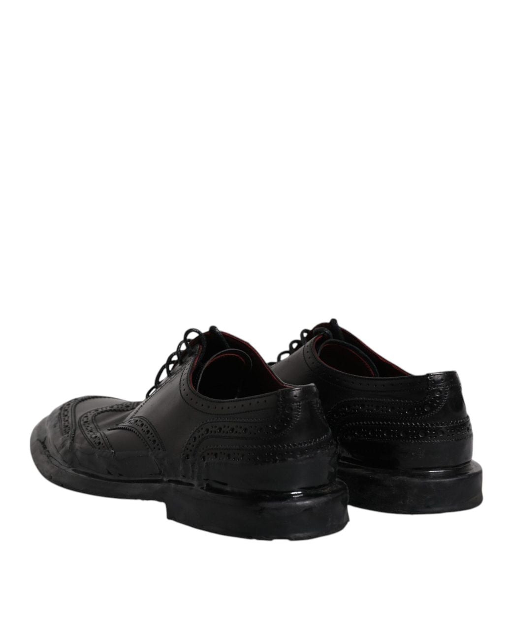 Dolce & Gabbana Black Leather Derby Wingtip Formal Shoes for men