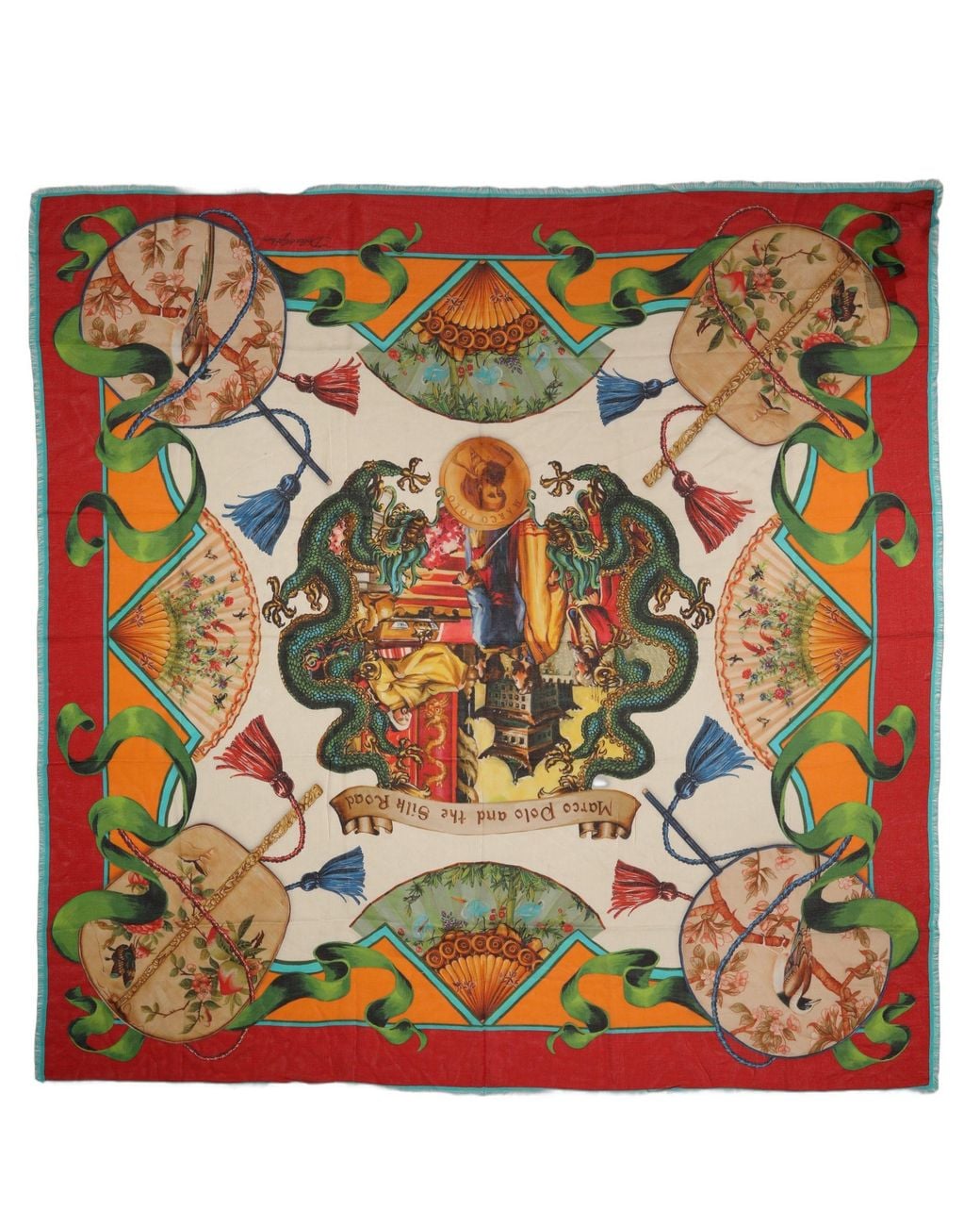 Dolce & Gabbana Metallic Marco Polo Motifs Shawl Scarf Modal Cashmere