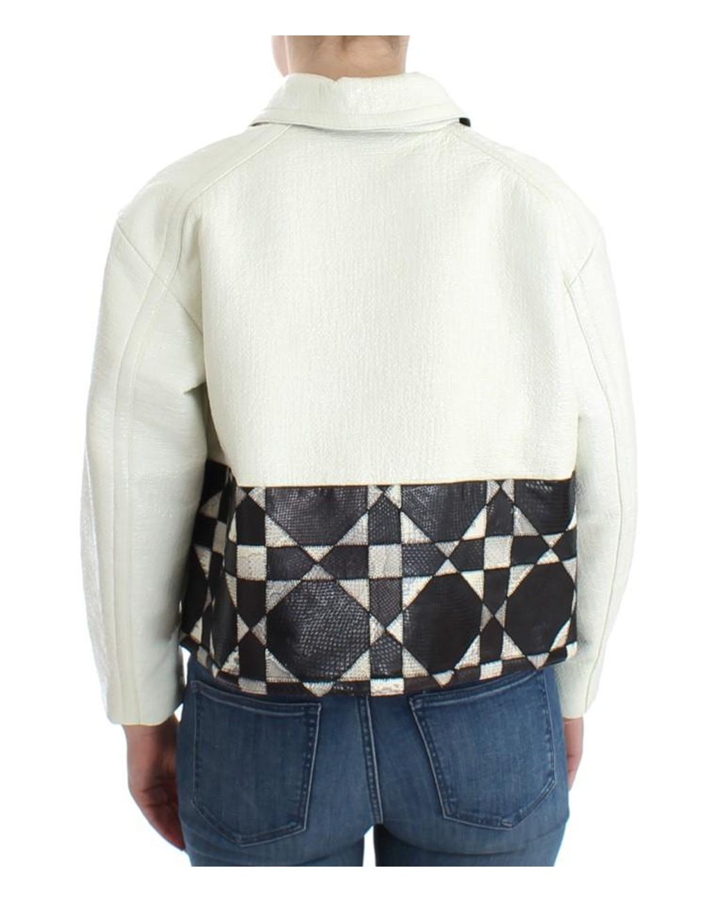 Andrea Pompilio White Cropped Leather Jacket