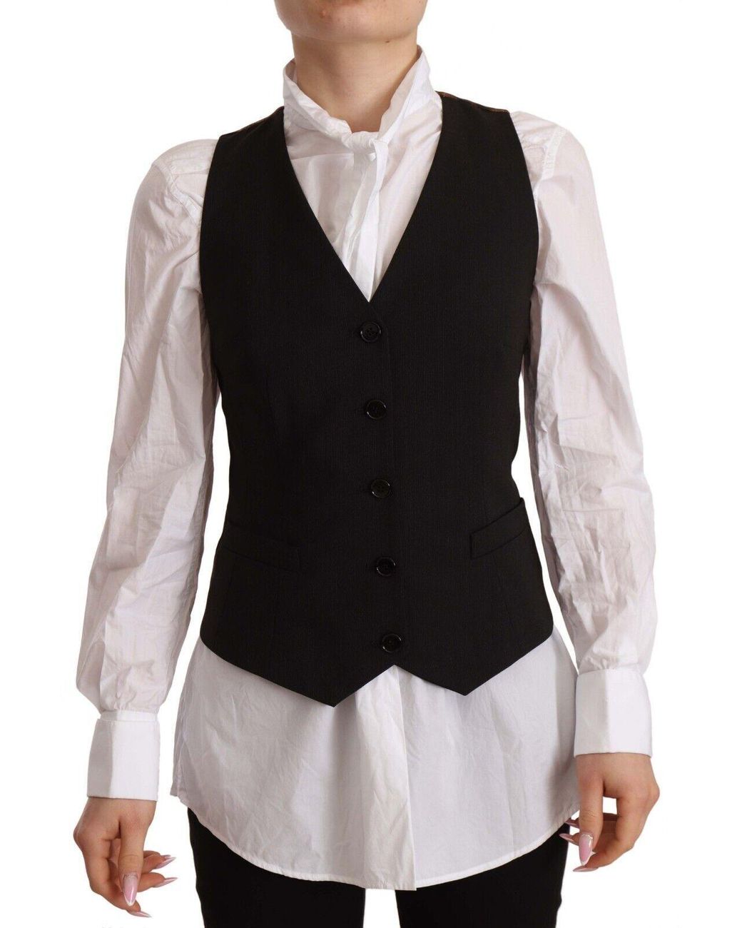 Dolce & Gabbana Black Elegant Buttoned Vest Top