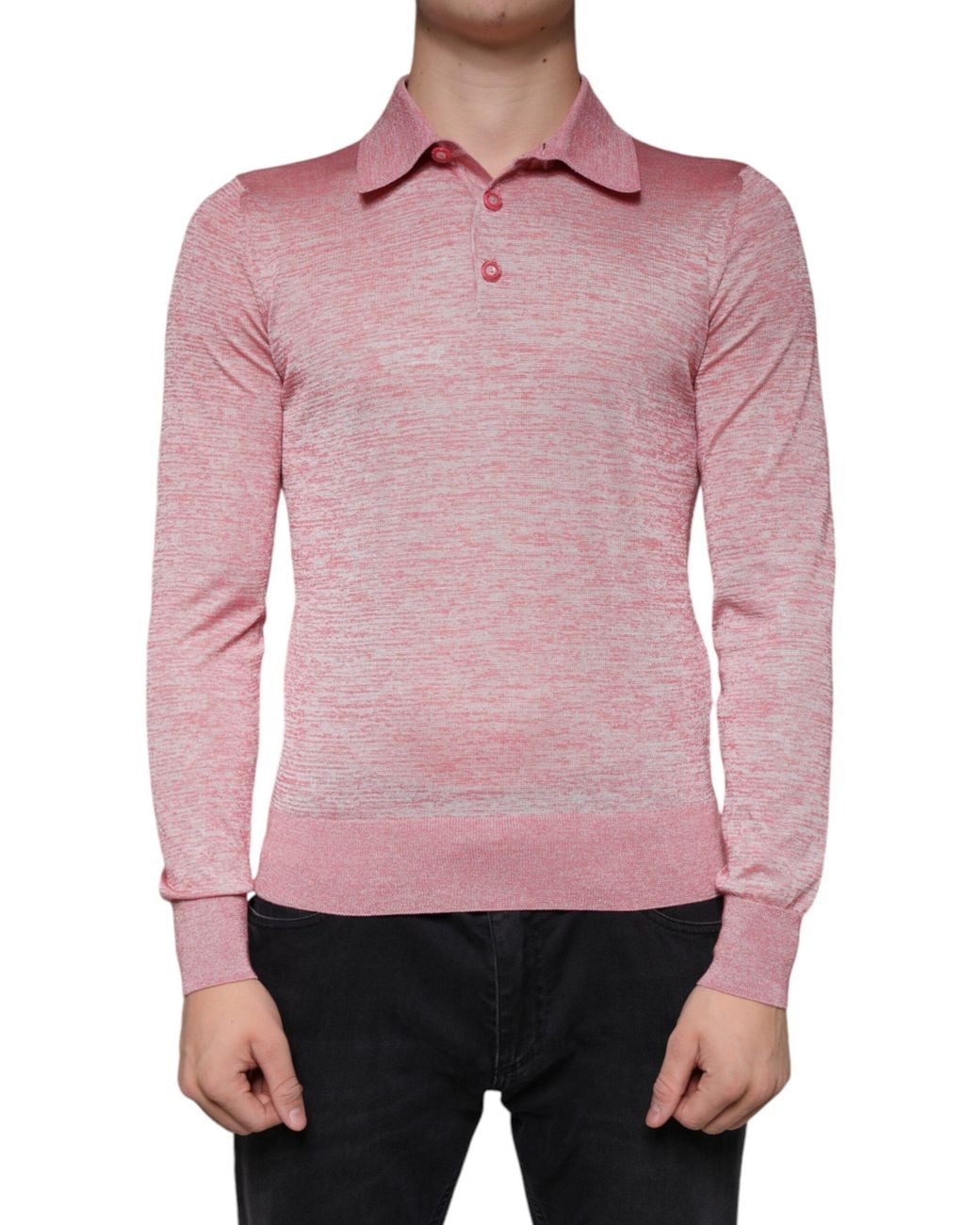 Dolce & Gabbana Pink Polyester Long Sleeve Polo T-Shirt for men
