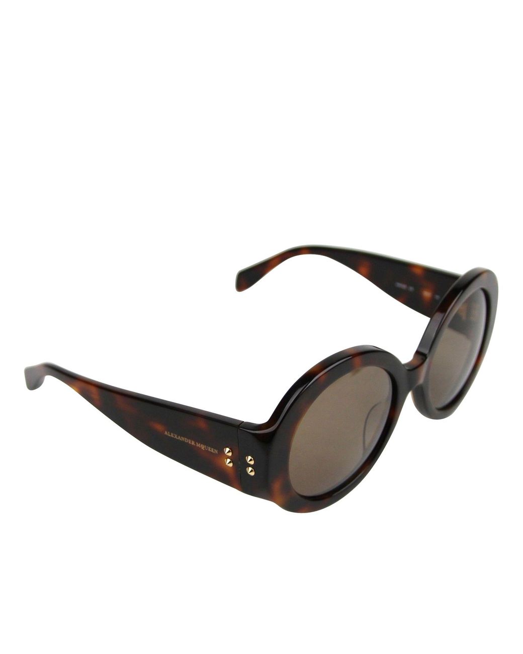 McQueen Brown Plastic Acetate Round Sunglasses