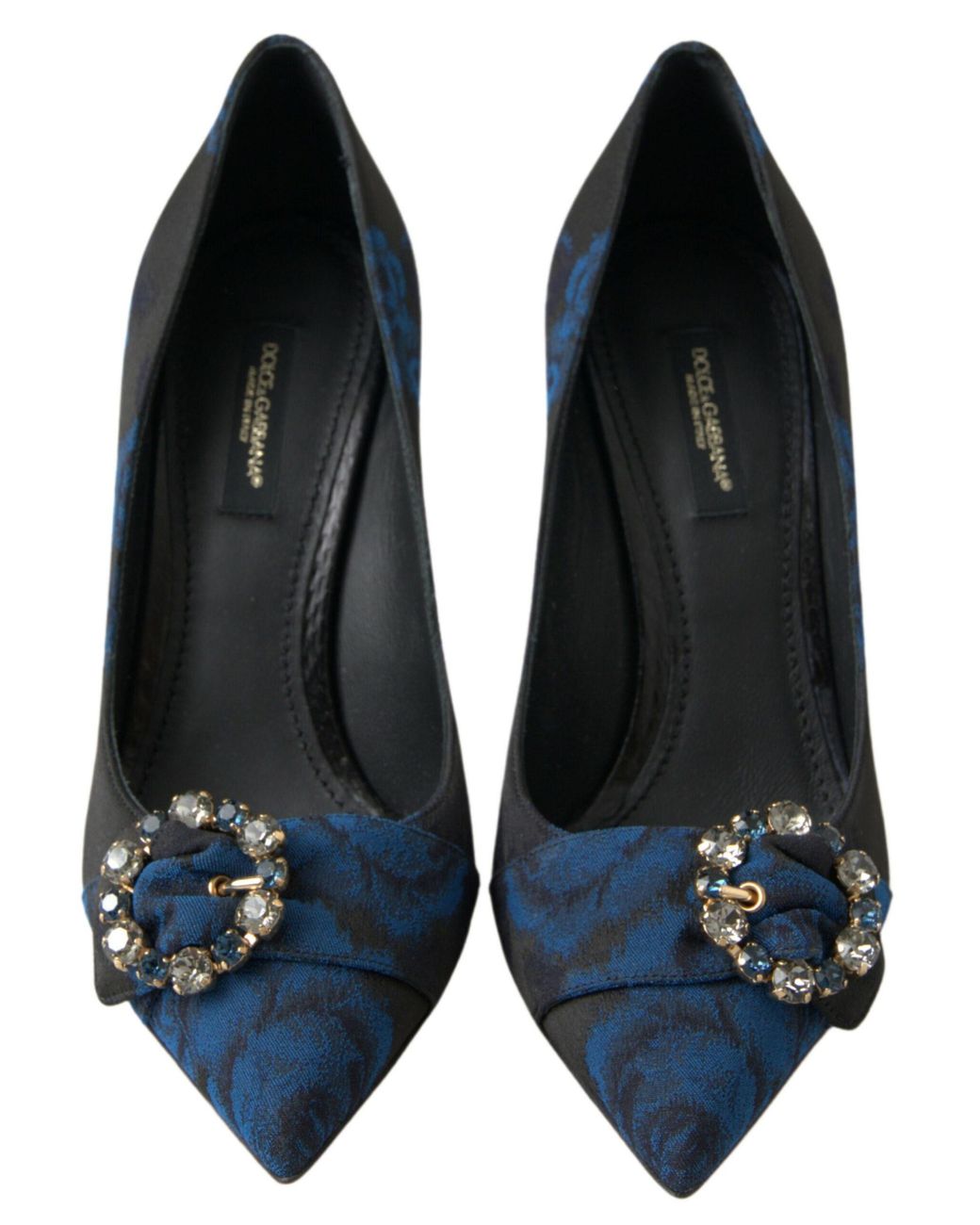 Dolce & Gabbana Blue Floral Ayers Crystal Pumps Shoes Elastane