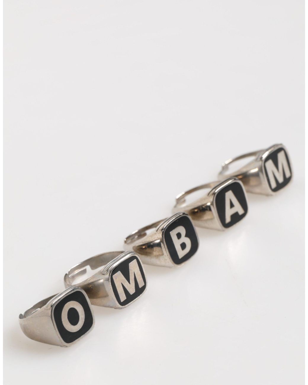 Dolce & Gabbana Black Tone Brass Lettering Set 5 Pieces Adjustable Ring Ename for men
