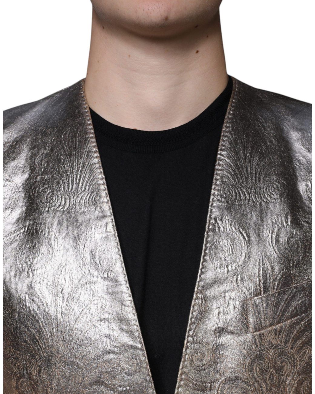 Dolce & Gabbana Gray Jacquard Single Breasted Dress Blazer for men