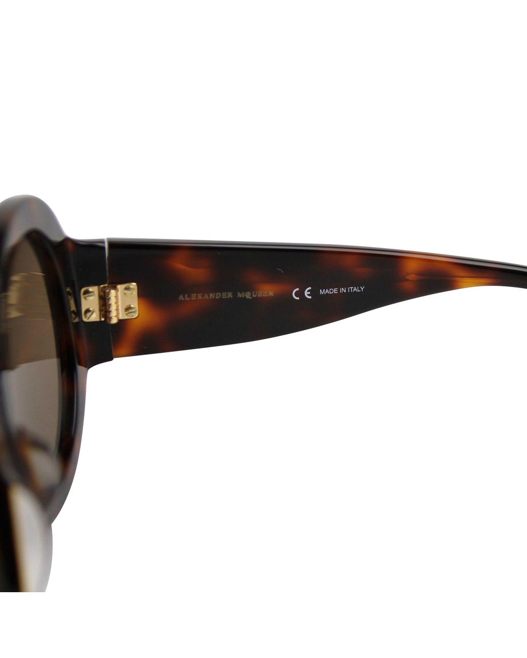McQueen Brown Plastic Acetate Round Sunglasses