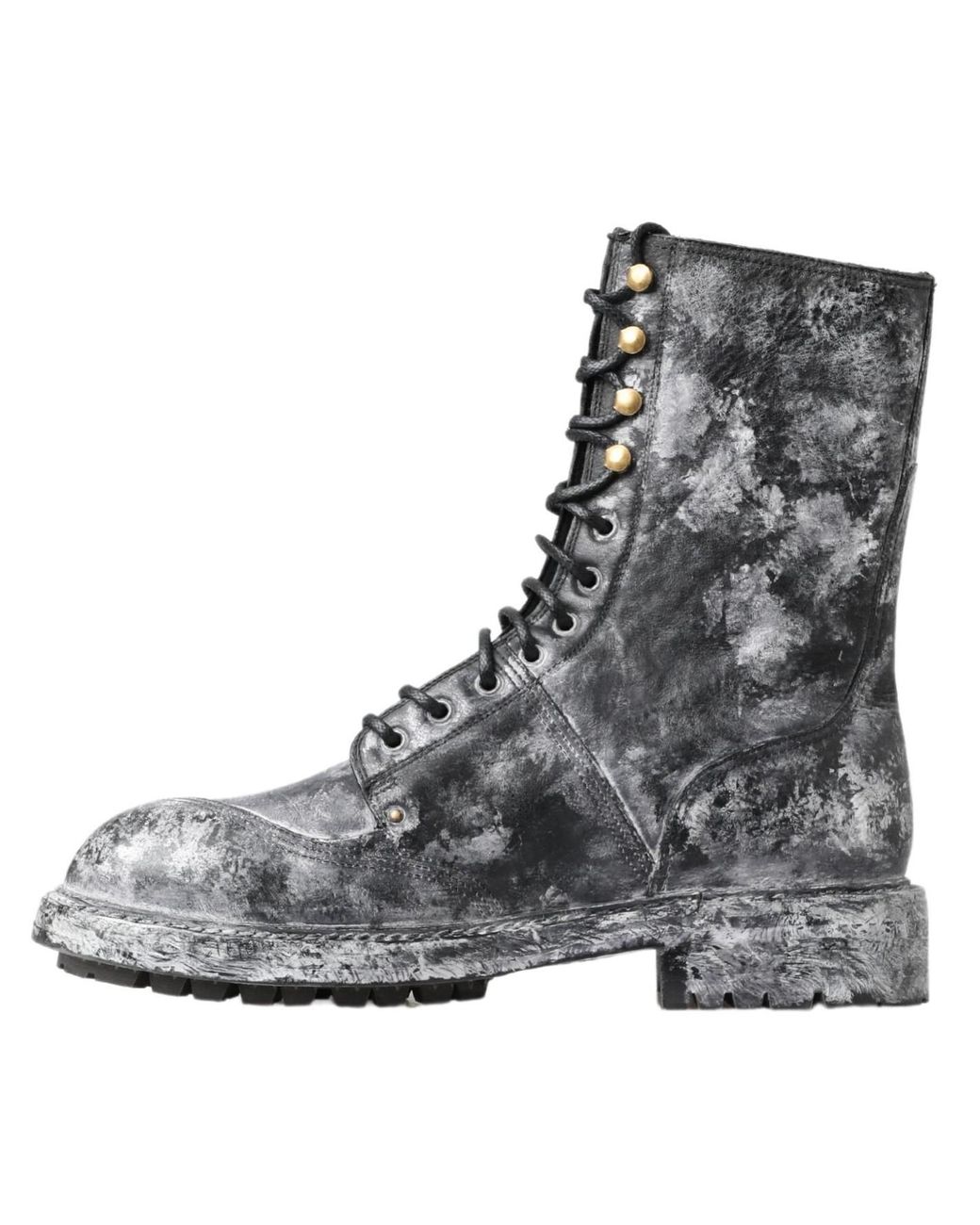Dolce & Gabbana Gray Leather Mid Calf Boots Shoes for men