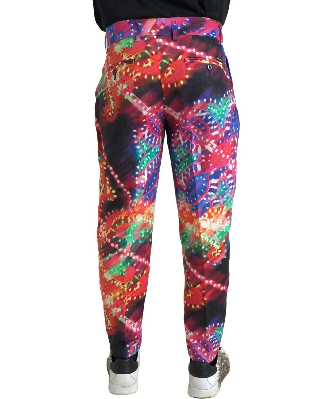 Dolce & Gabbana Red Pleated Trousers Print for men