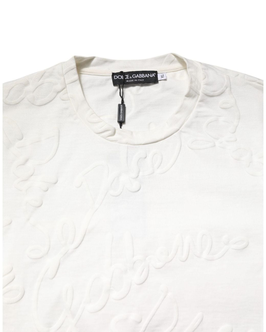 Dolce & Gabbana White Embossed Logo Short Sleeve Tee for men