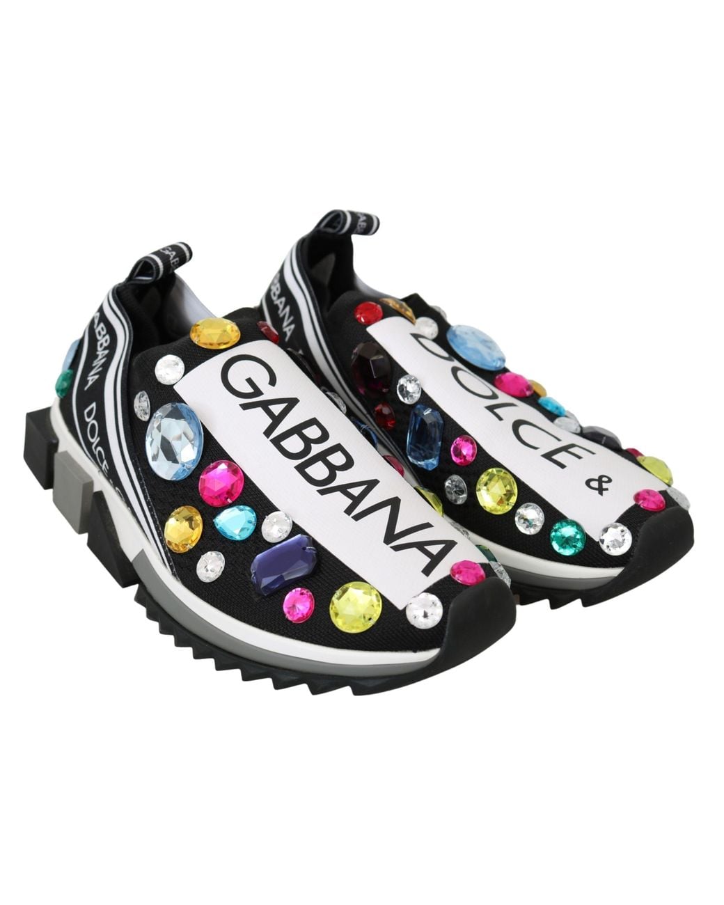 Dolce & Gabbana Black Crystal Sneakers Shoes
