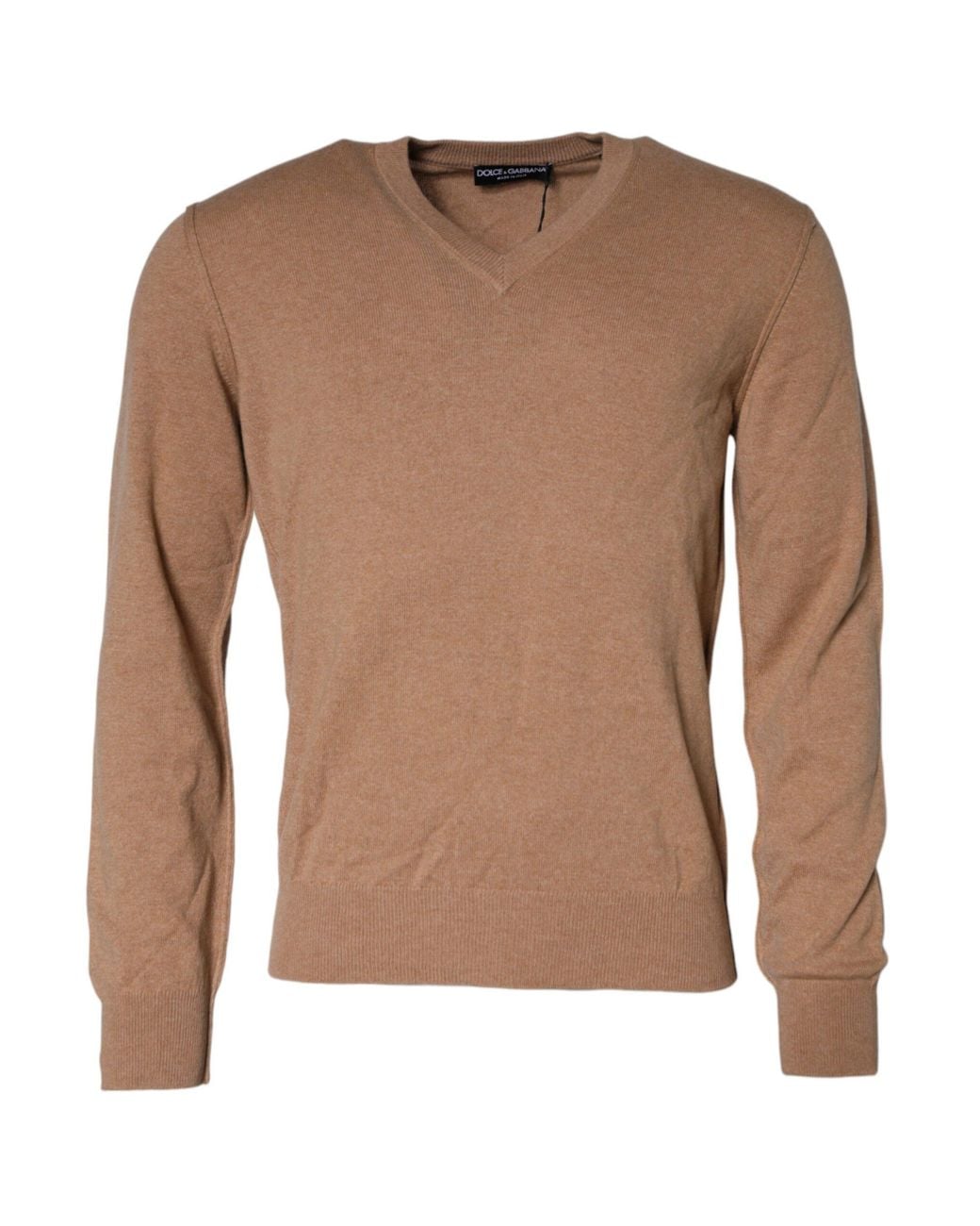 Dolce & Gabbana Brown Cashmere Knit V-Neck Pullover Sweater (Pre-Owned) for men