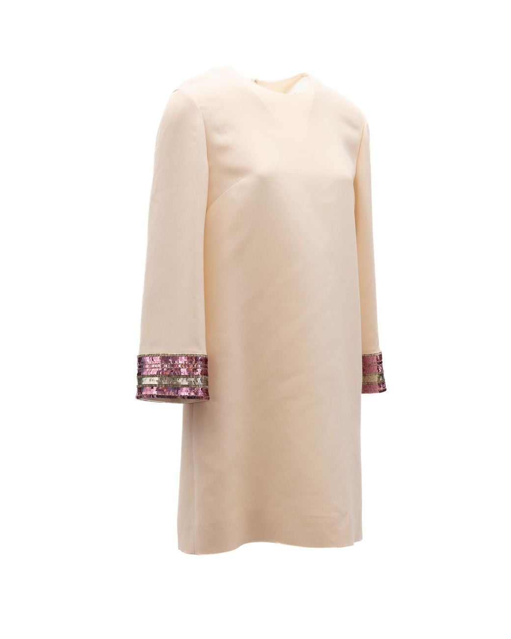 Valentino Garavani Natural Dress With Multi-Colored Sequin Cuffs