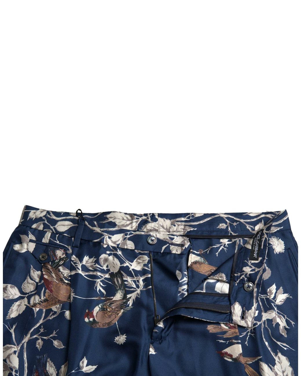 Dolce & Gabbana Blue Floral Print Silk Bermuda Shorts for men