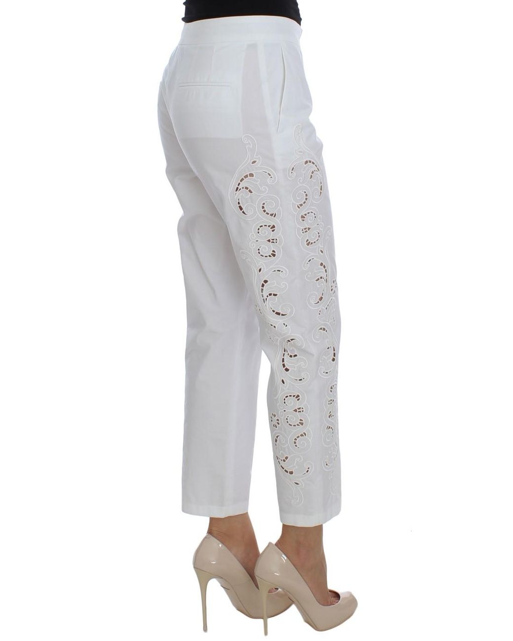 Dolce & Gabbana White Floral Cutout Dress Sicily Pants