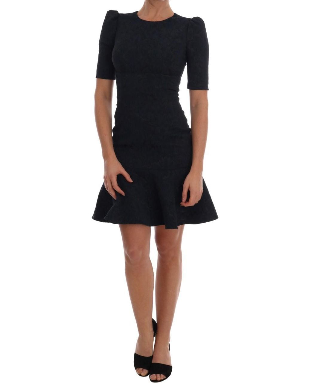 Dolce & Gabbana Dolce Gabbana Black Blue Flare Mini Dress