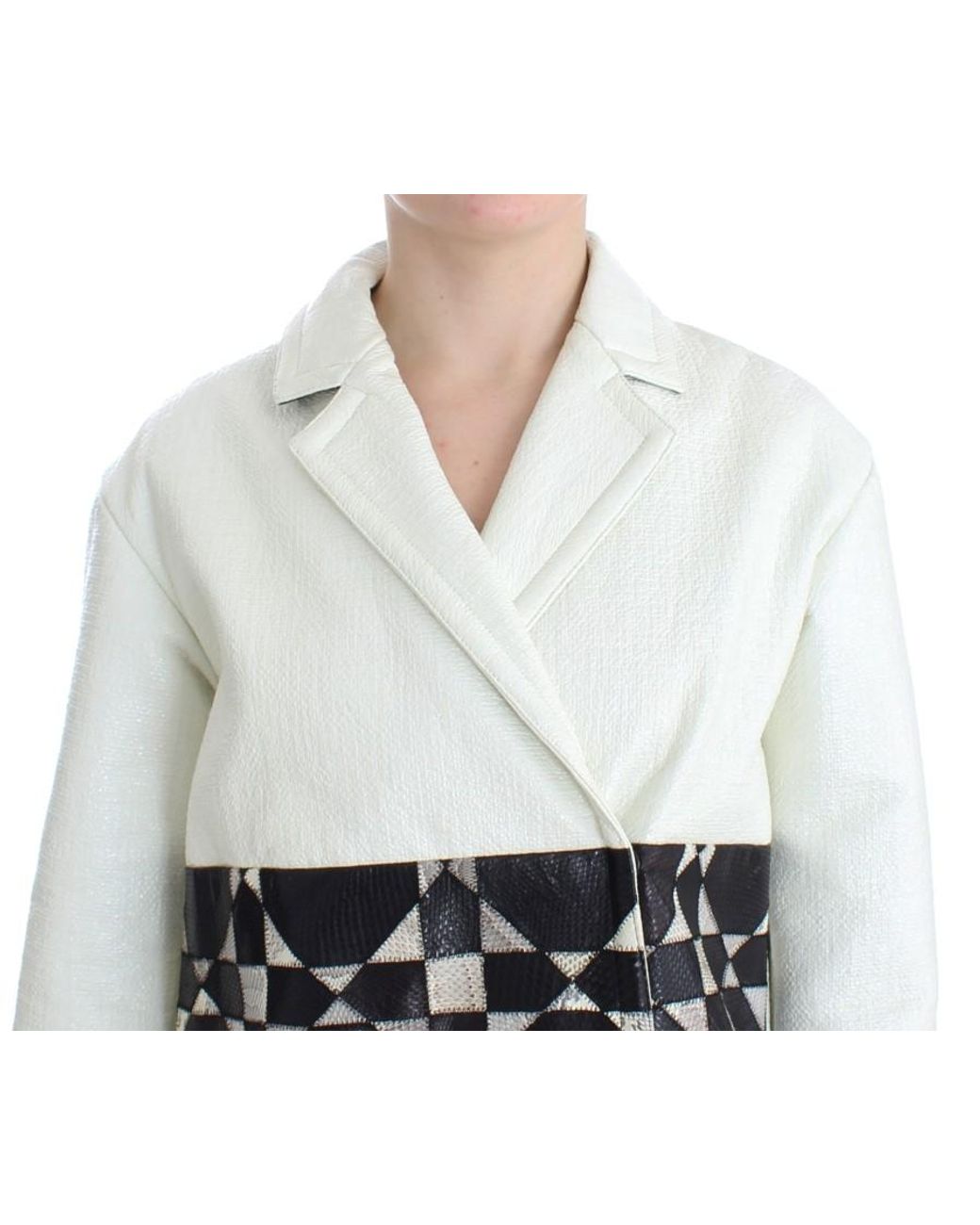 Andrea Pompilio White Cropped Leather Jacket
