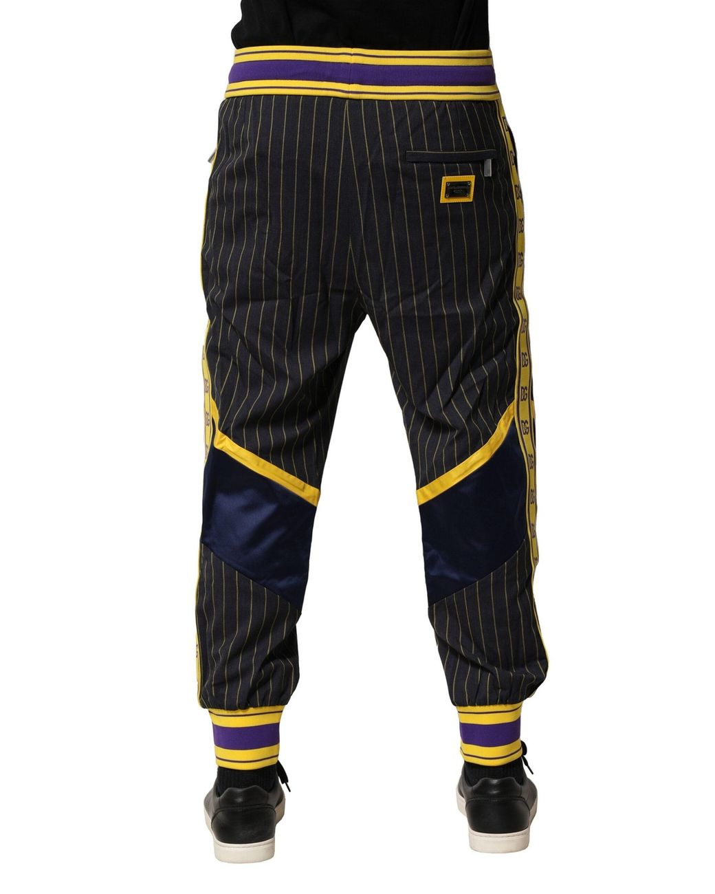Dolce & Gabbana Black Stripes Wool Jogger Pants for men