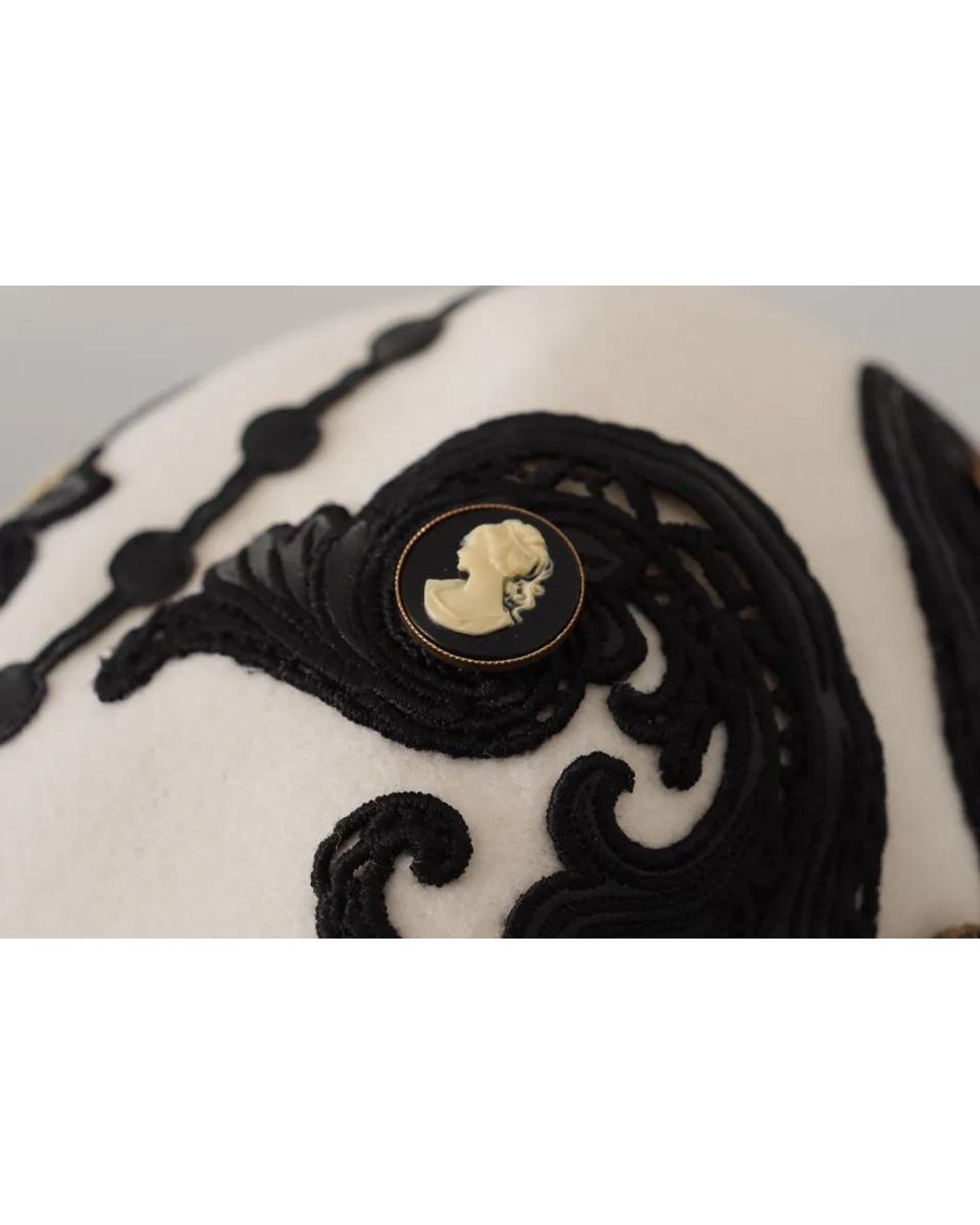 Dolce & Gabbana Metallic Wool Embroidered Cameo Brooch Hat