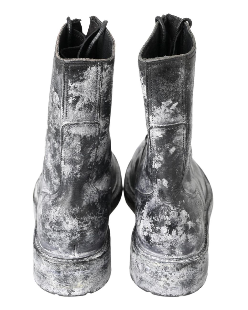Dolce & Gabbana Gray Leather Mid Calf Boots Shoes for men