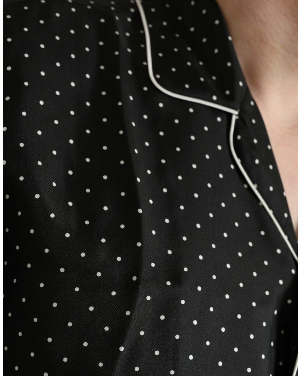 Dolce & Gabbana Black Polka Dot Silk Long Sleeve Shirt for men