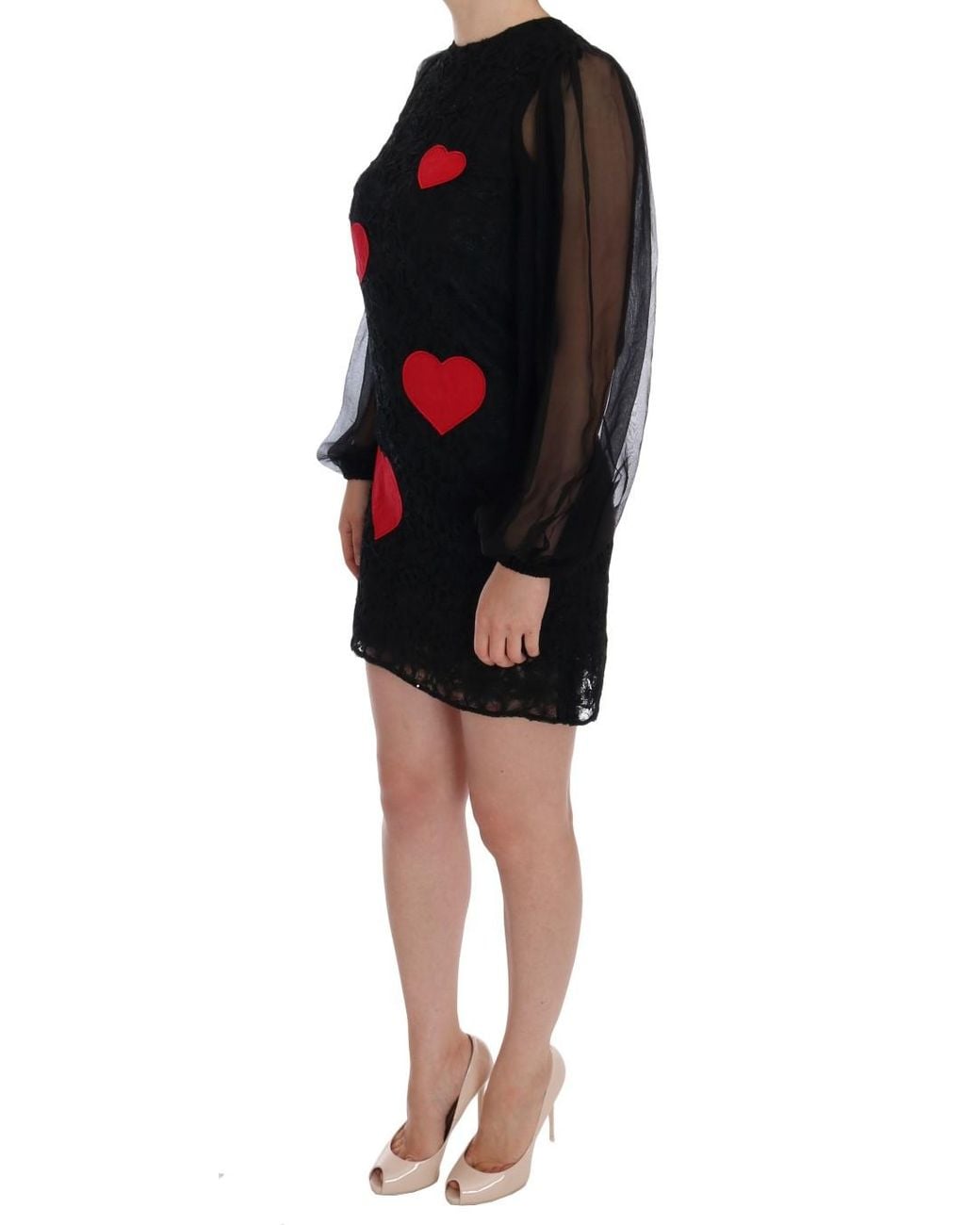 Dolce & Gabbana Black Lace Heart Shift Dress