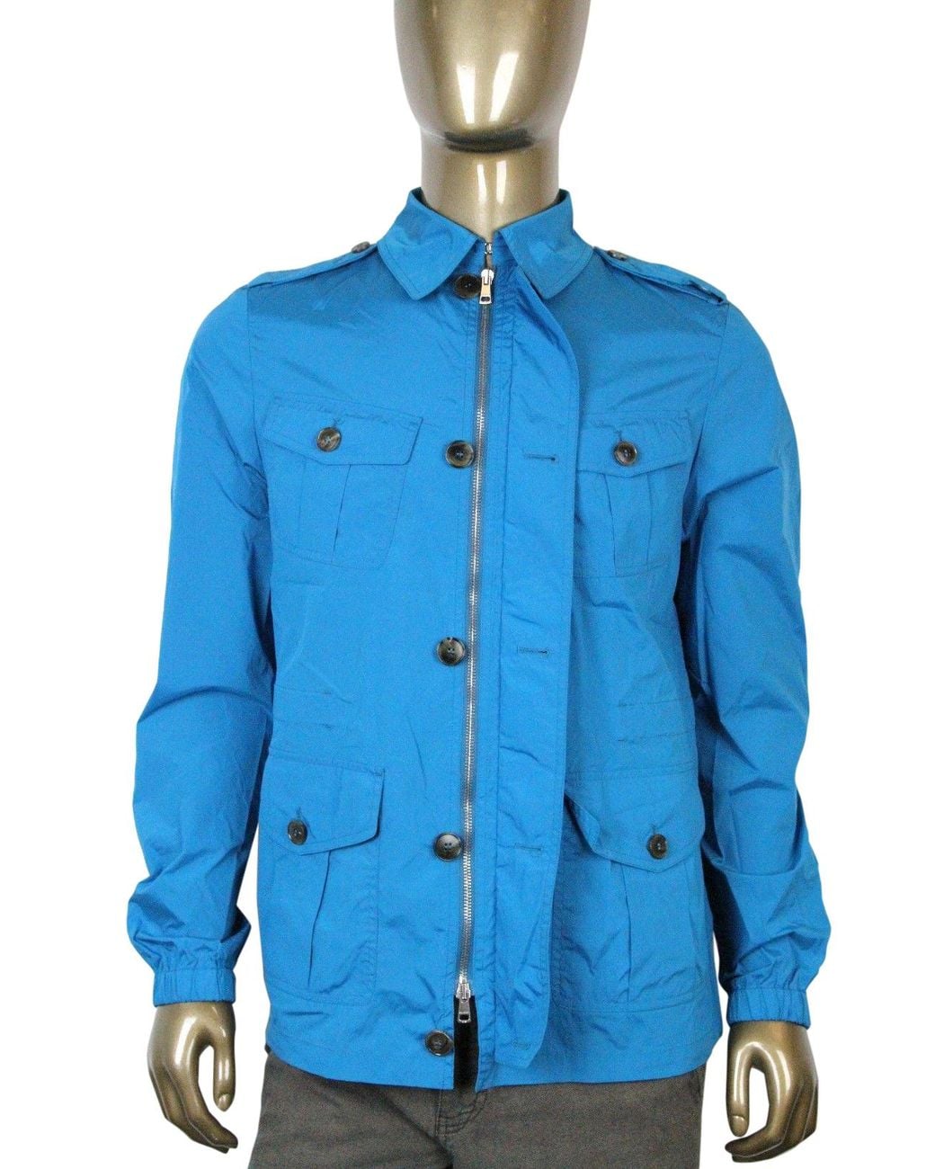 Gucci Blue Stretch Windbreak Polyamide Elastane Blouse Jacket (G 46 Us 36) for men