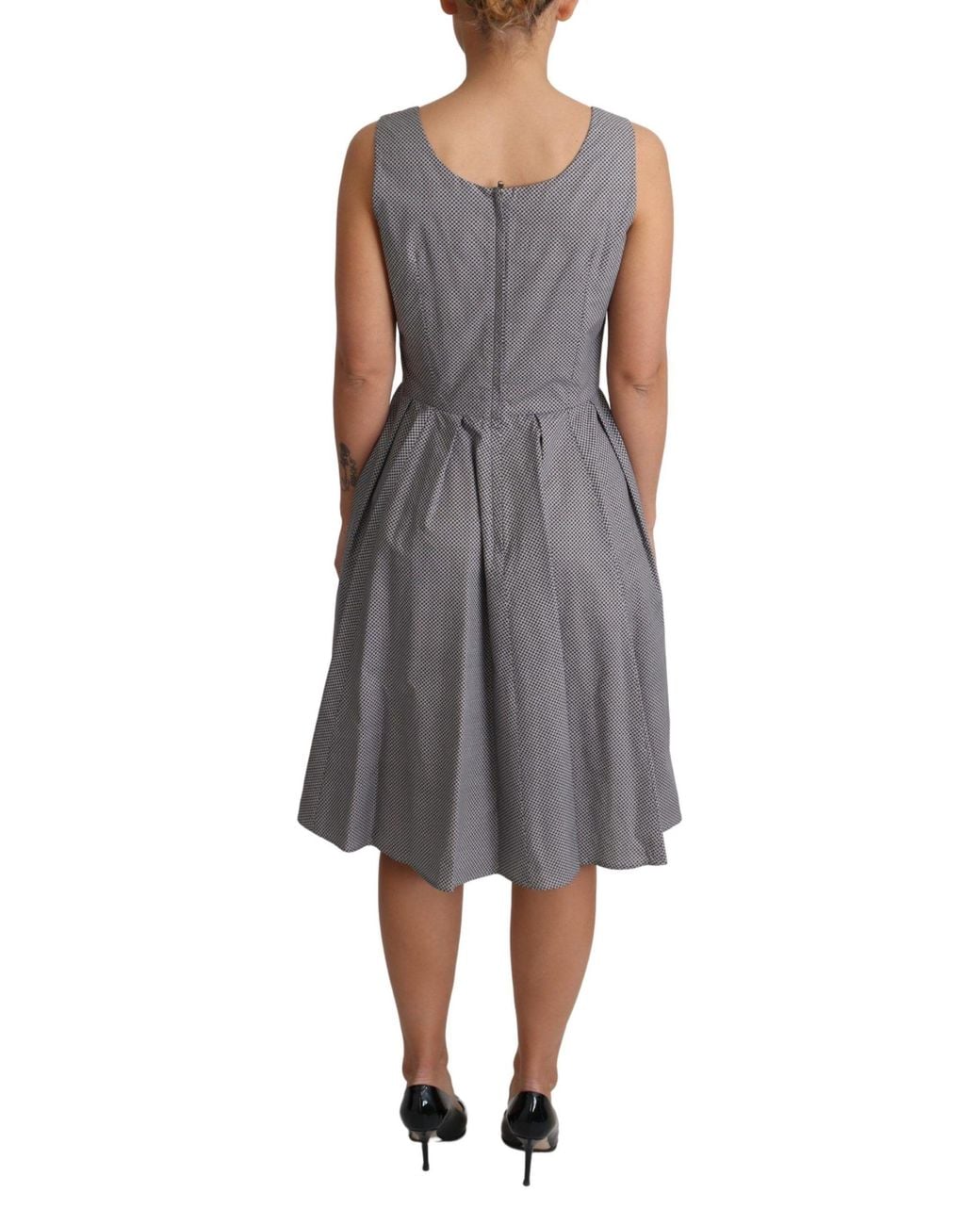 Dolce & Gabbana Black Geometric Cotton A-Line Dress
