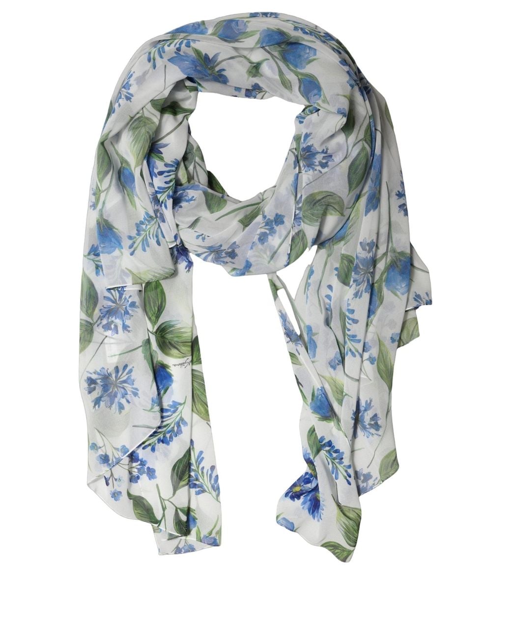 Dolce & Gabbana Gray Floral Polyester Stole Scarf