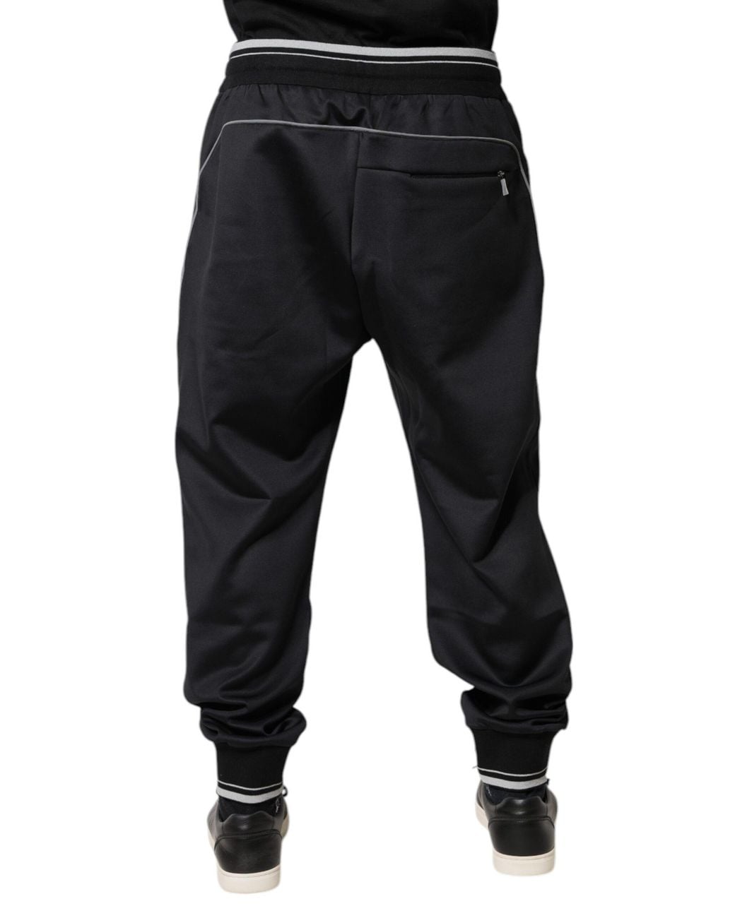 Dolce & Gabbana Black Polyester Logo Jogger Pants for men