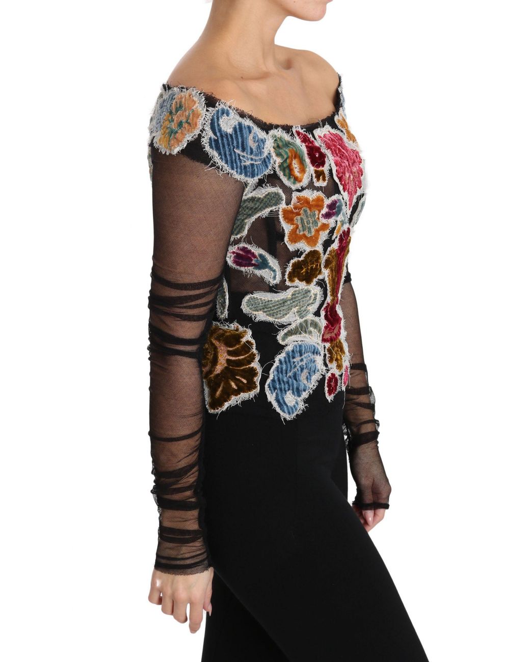 Dolce & Gabbana Multicolor Floral Ricamo Top T-Shirt Blouse