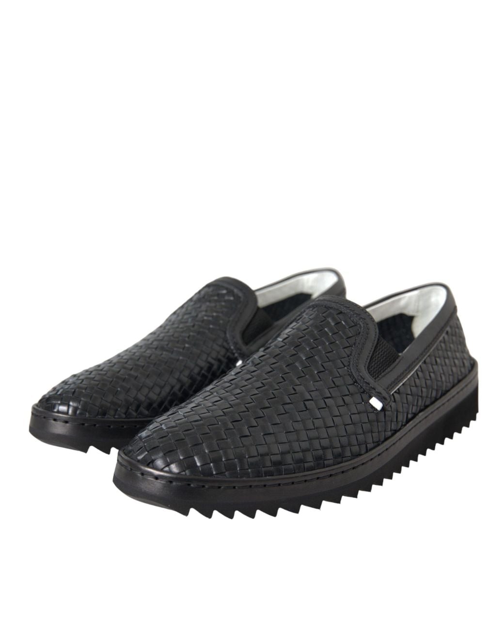 Dolce & Gabbana Black Woven Buffalo Leather Men Loafers Shoes for men
