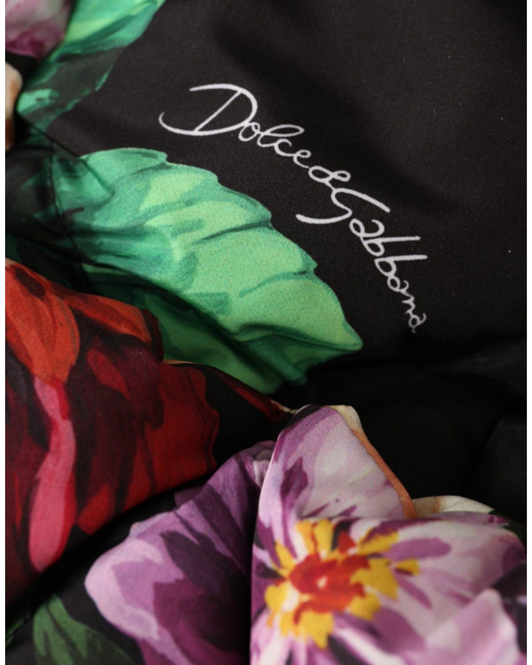Dolce & Gabbana Black Floral Print Whole Head Wrap Hat