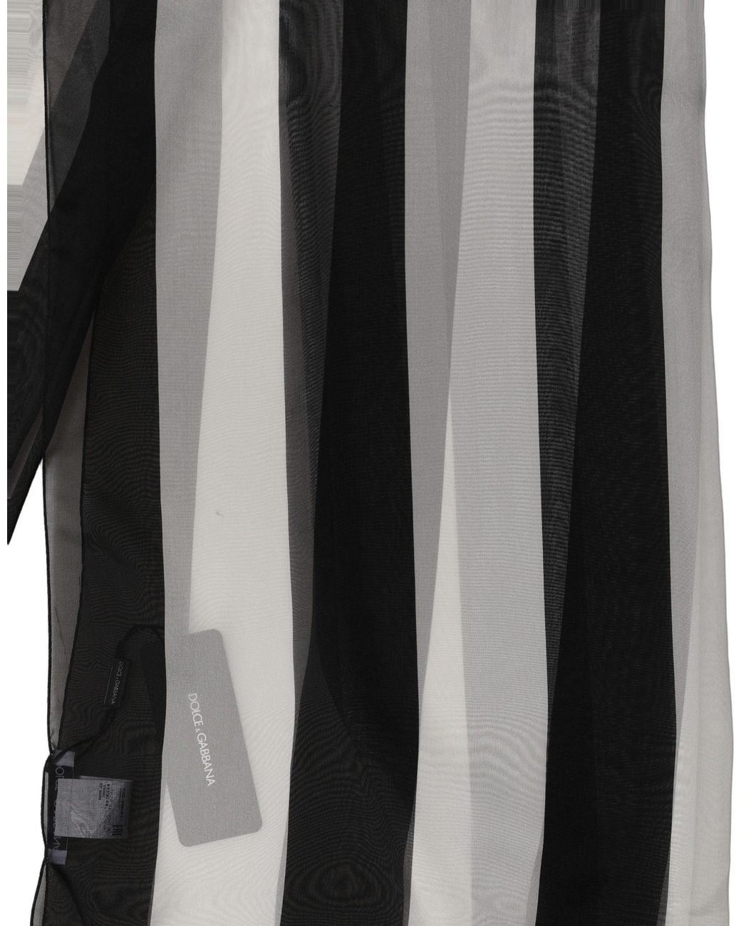 Dolce & Gabbana Black Stripe Silk Shawl Stole Scarf