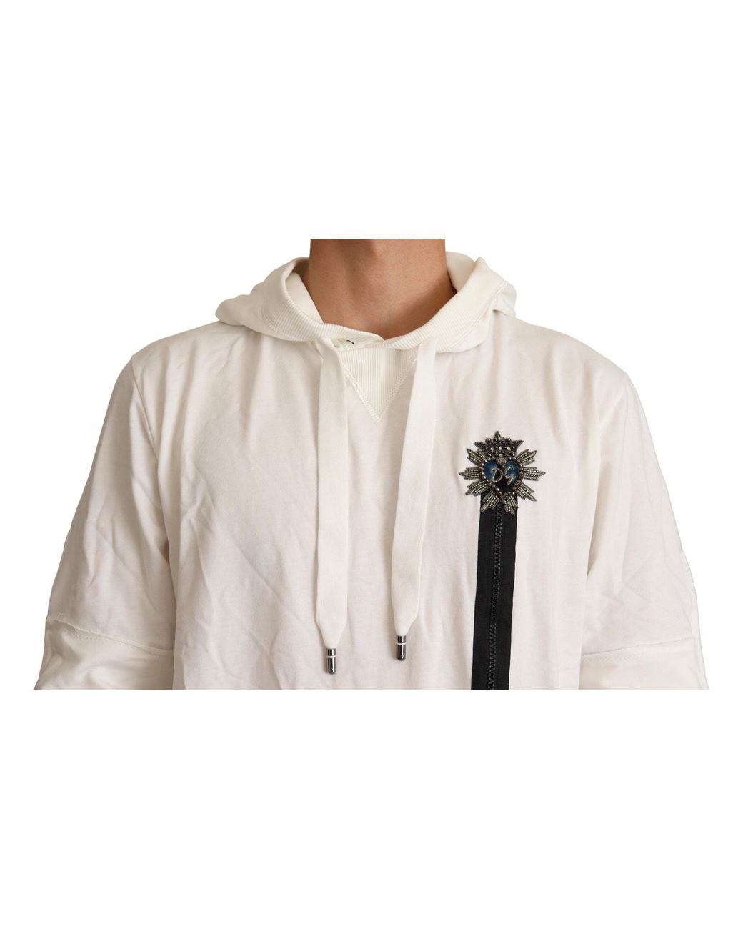 Dolce & Gabbana Natural Exquisite Off- Cotton Hooded Sweater for men