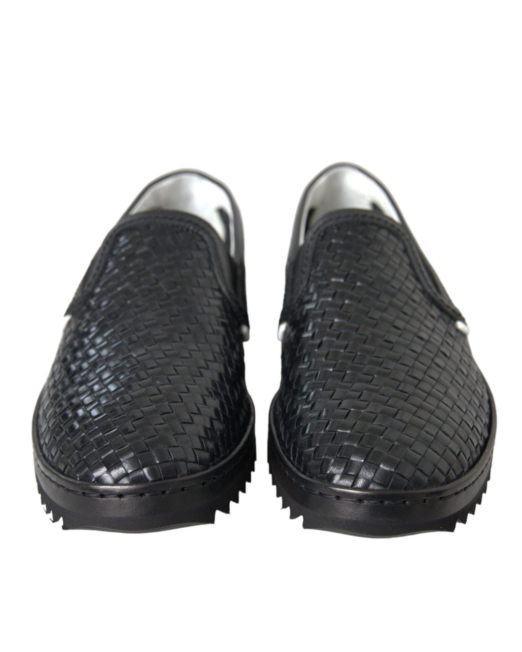 Dolce & Gabbana Black Woven Buffalo Leather Men Loafers Shoes for men