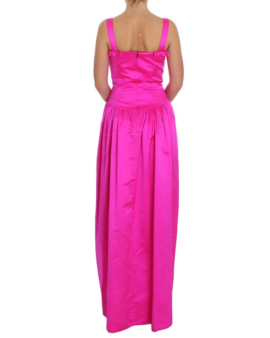 Dolce & Gabbana Pink Silk Long Sheath Ball Gown Dress