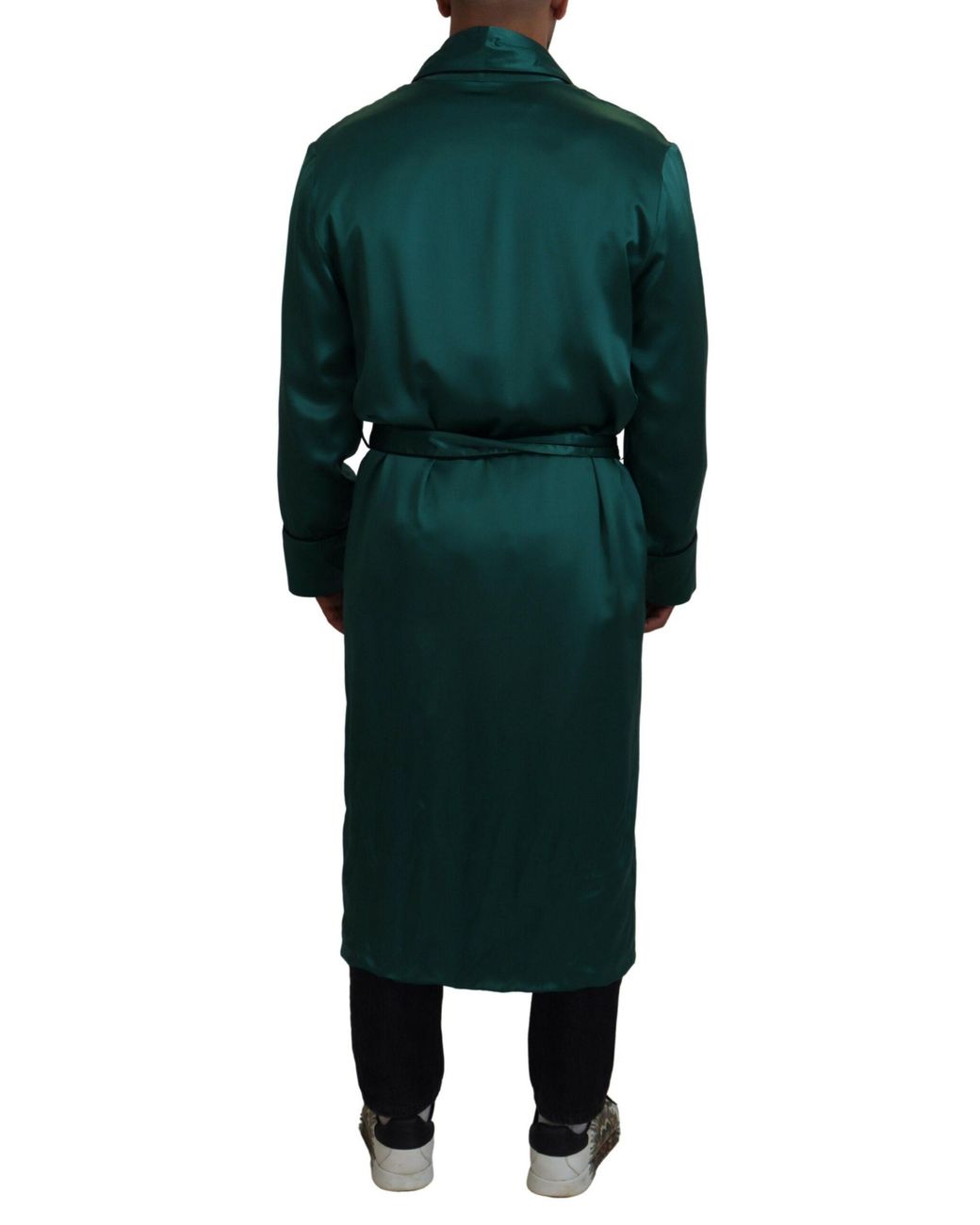 Dolce & Gabbana Green Silk Waist Belt Robe Sleepwear for men