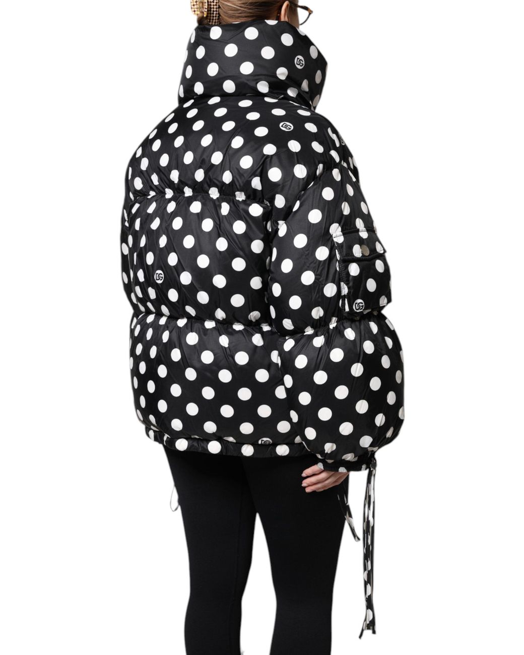 Dolce & Gabbana Black Polka Dot Full Zip Puffer Jacket