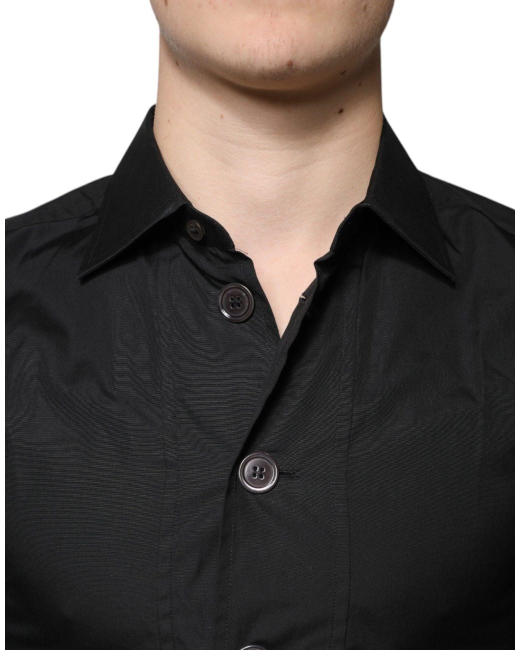 Dolce & Gabbana Black Cotton Formal Long Sleeves Dress Shirt for men