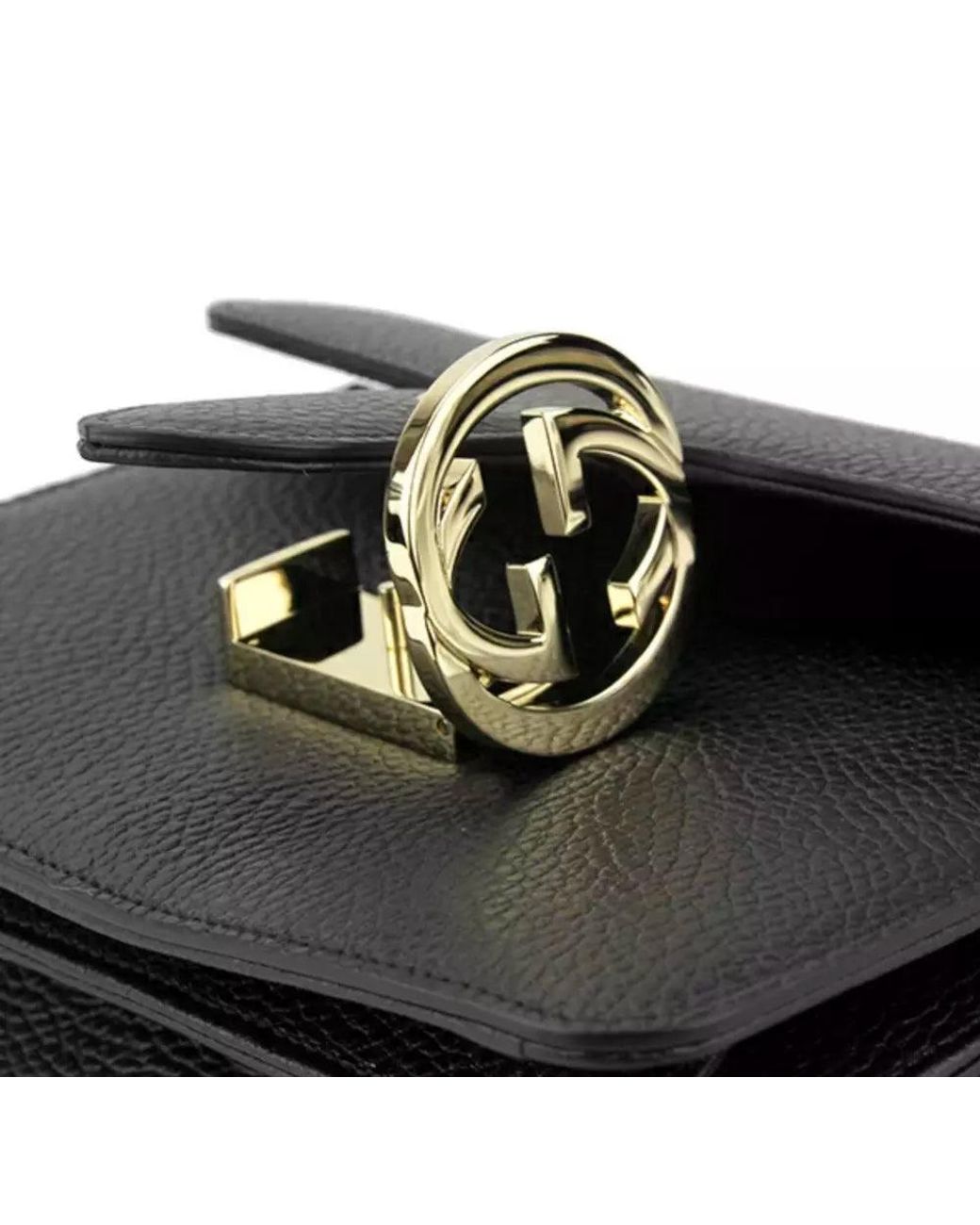 Gucci Interlocking BLACK Marmont Leather Silver Handbag Italy Chain 510304  NEW: Handbags
