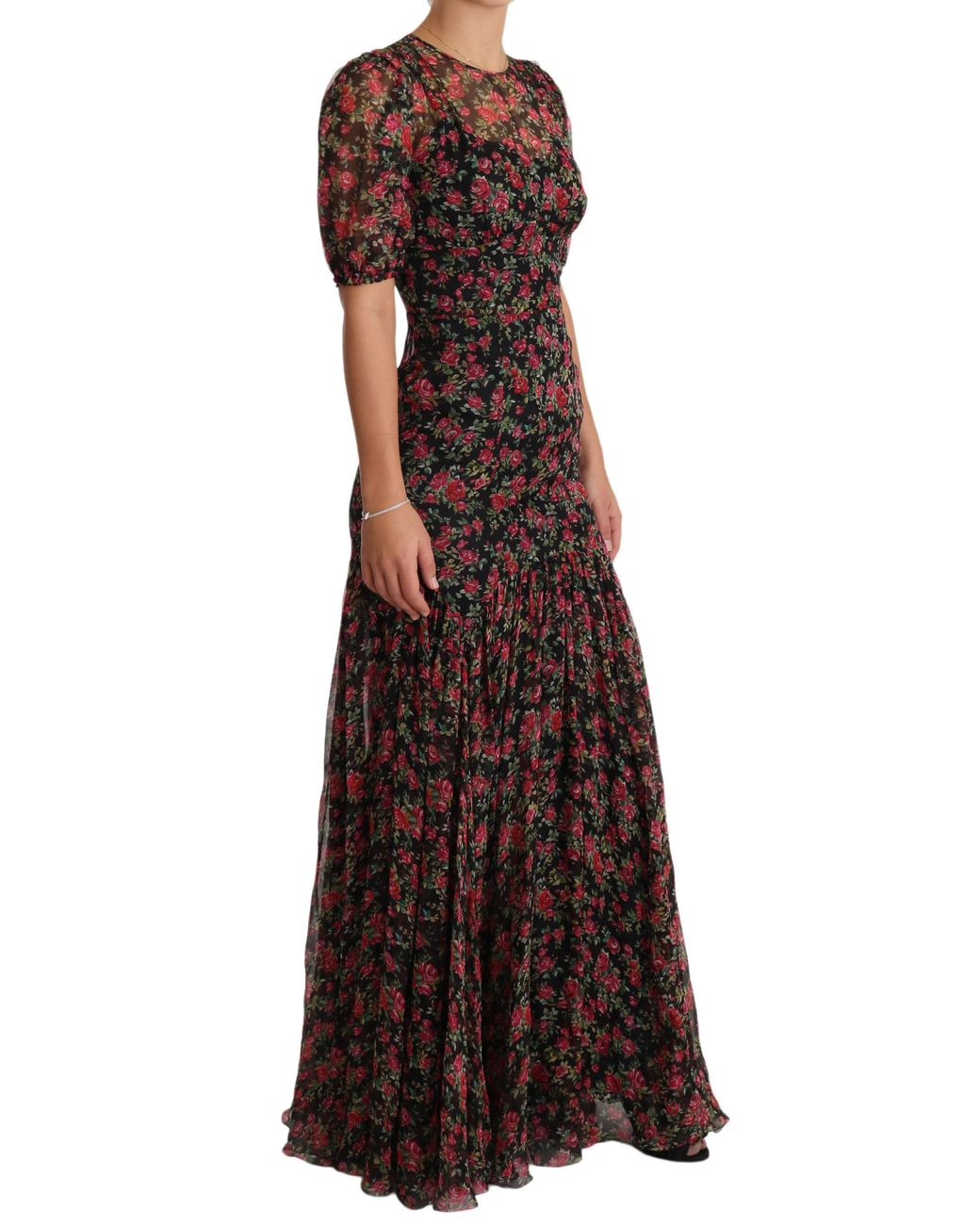 Dolce & Gabbana Black Floral Roses A-Line Shift Gown