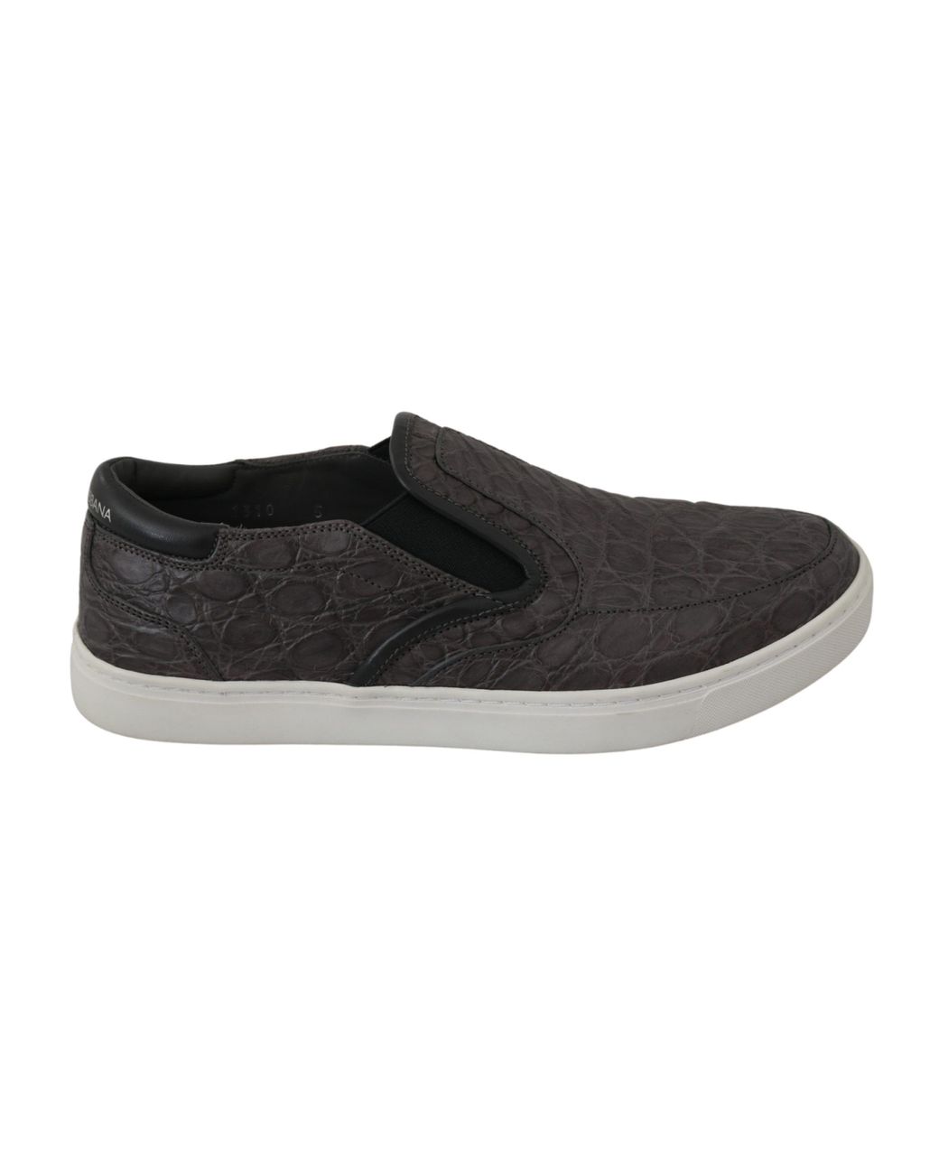 Dolce & Gabbana Black Leather Flat Caiman Loafers Shoes for men