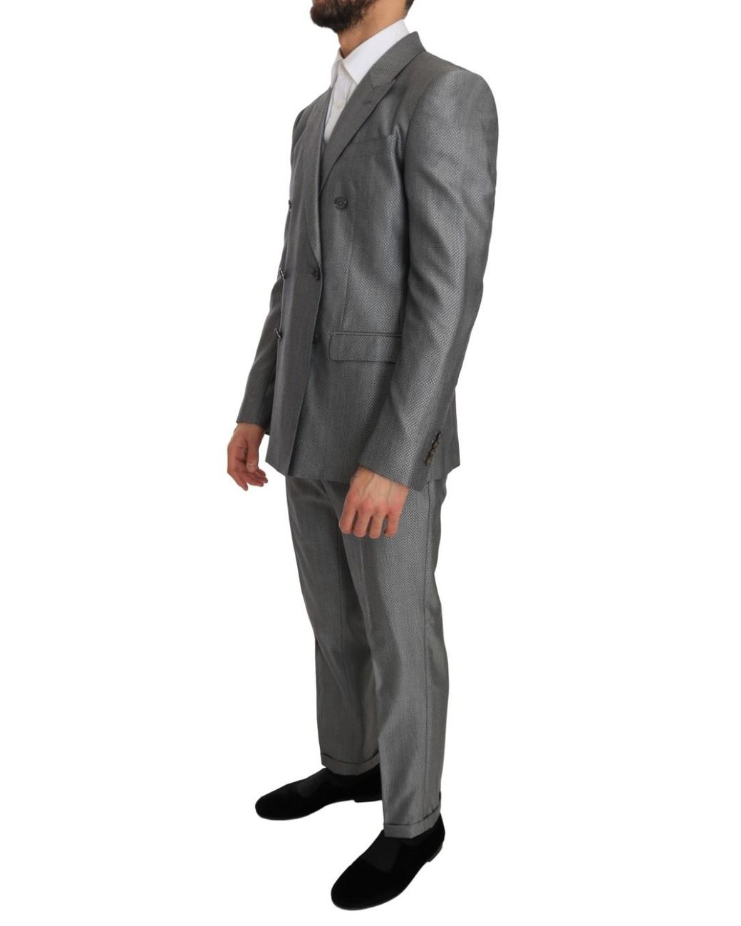 Dolce & Gabbana Black Stretch Crystal Bee Slim Fit Suit for men