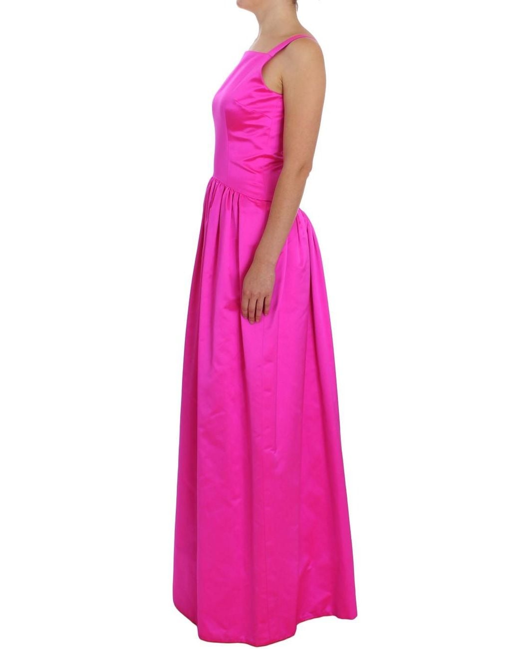 Dolce & Gabbana Pink Silk Long Sheath Ball Gown Dress