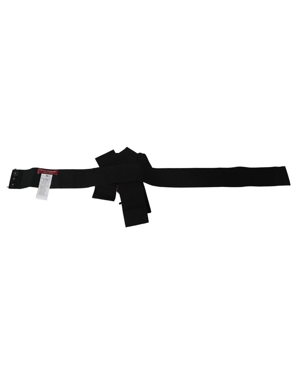 Dolce & Gabbana Black Crystal Brooch Wide Wai Satoria Belt Cotton Acetate