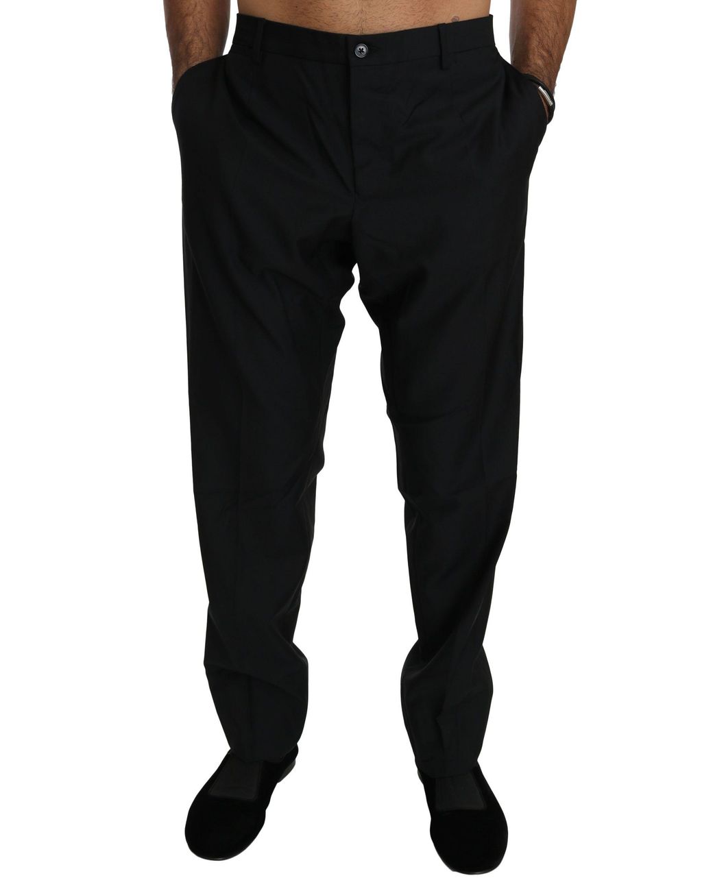 Dolce & Gabbana Black Elegant Wool Dress Pants for men
